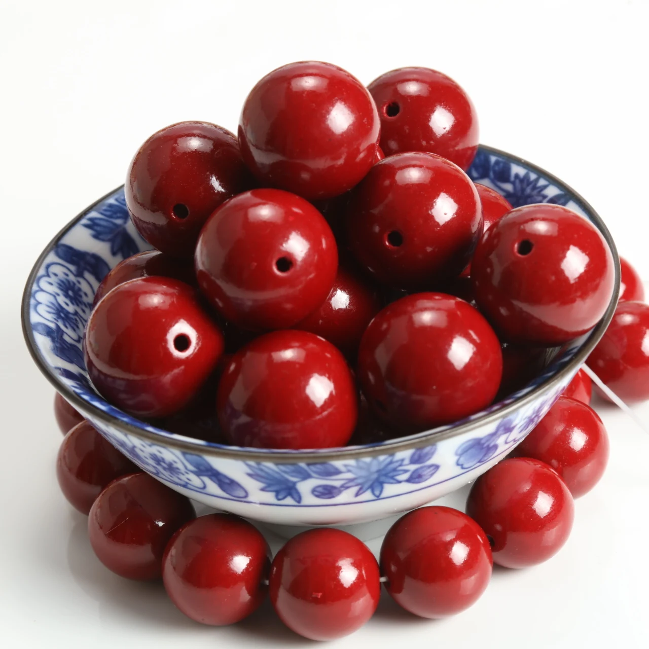 Round Cinnabar stone Loose Spacer Beads Fit DIY 6/8/10/12/14/16/20mm Handmade Bracelet Earring Necklace Jewelry Accessories