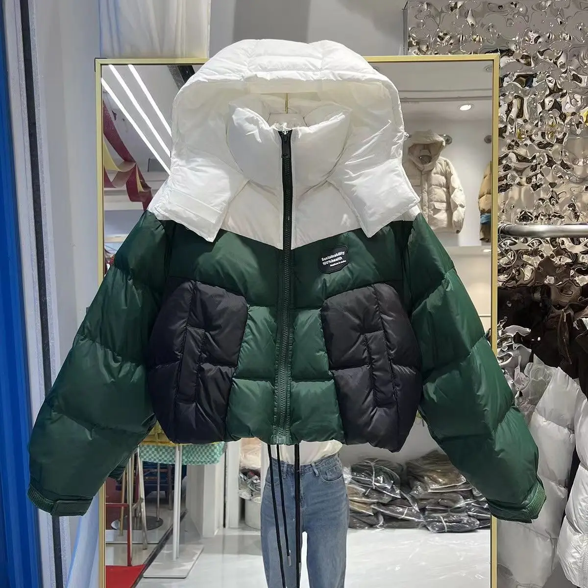 

2023 Women's jacket Hooded white duck down jacket small short jacket women's coat