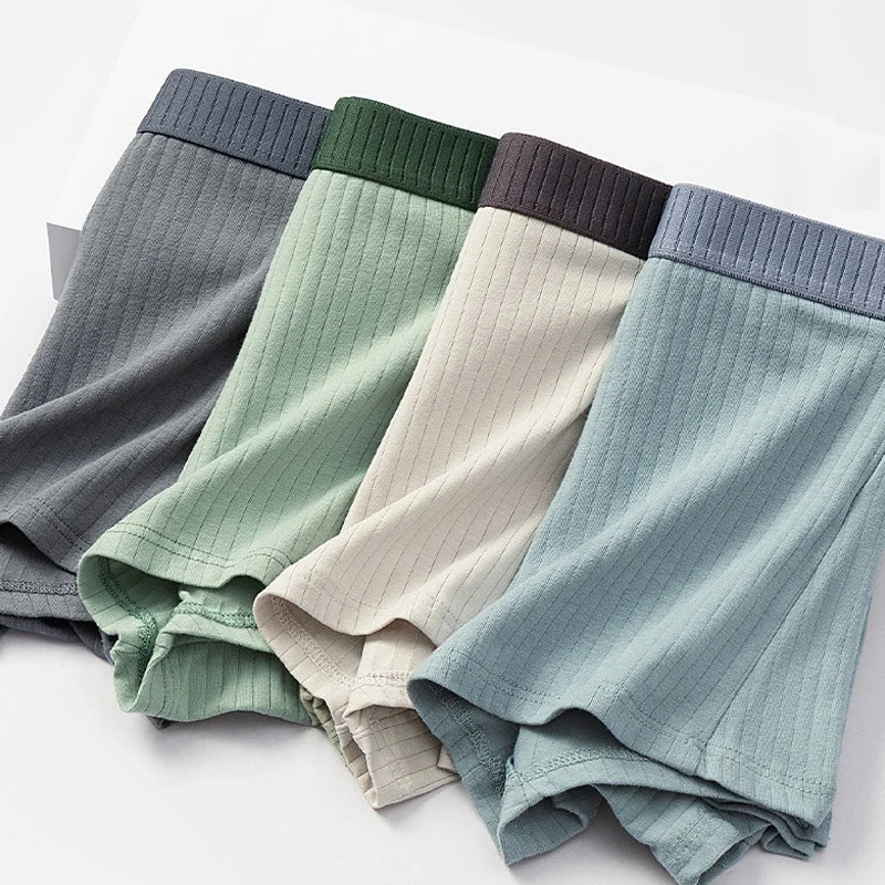 

1 Men's Cotton Stripe Sexy Men's Flat Angle Striped Solid Underpants Shorts Simple And Breathable Plus Size L-4xl