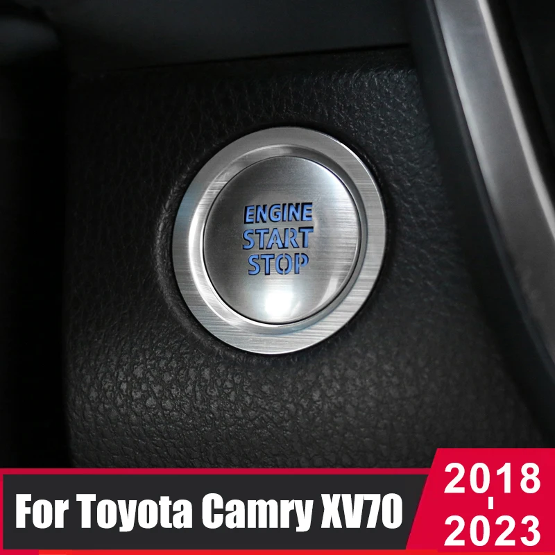 

Car Engine Ignition Start Stop Push Button Cover Trim Sticker Case For Toyota Camry XV70 Hybrid 2018-2021 2022 2023 Accessories