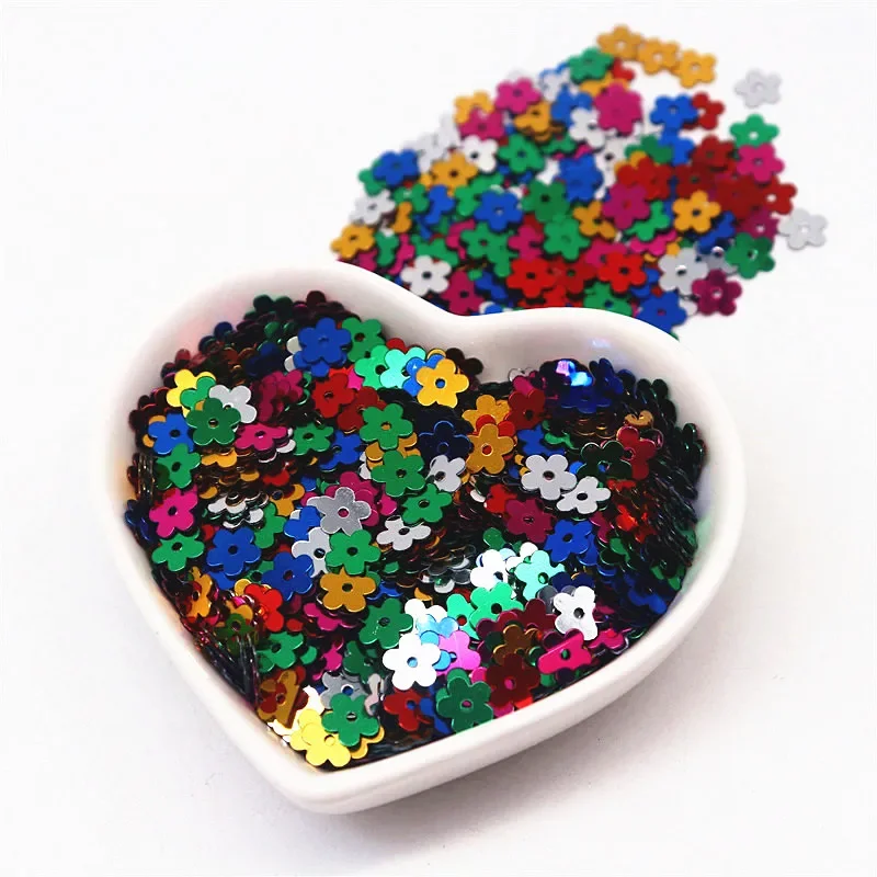 6mm Flower Sequins PVC Flat Plum Blossom Shape Loose Nail Art Sequins Paillettes Sewing Craft DIY Scrapbooking 10g