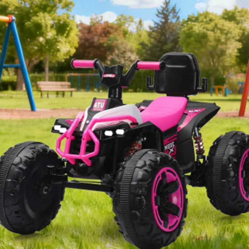 Ride On Car 12V ATV voor kinderen 4 Wheeler elektrische speelgoedauto Bluetooth licht lederen zadels jongens meisjes binnen buiten