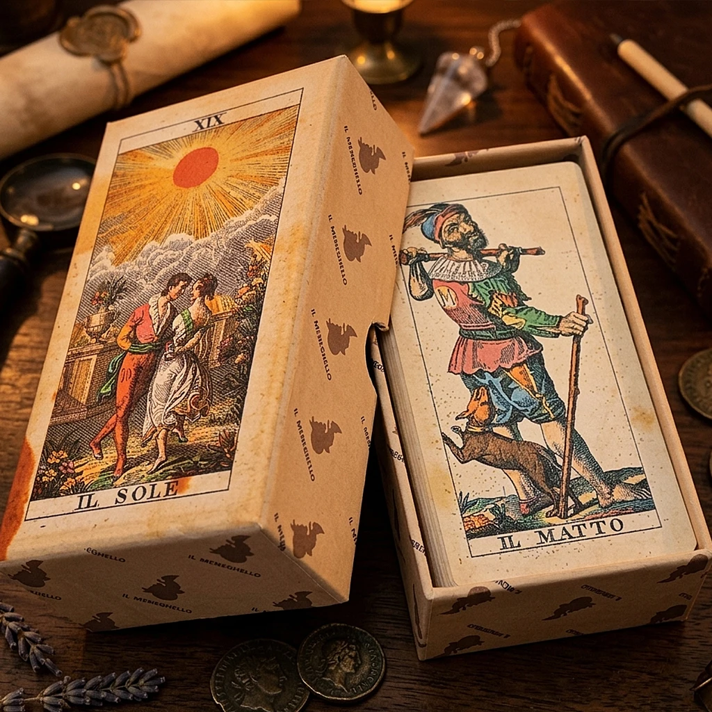 

78 Pcs Double-embossed Cards 12*6cm Tarot Soprafino 1830 Vintage Italian Tarot Deck in Rigid Box, Historical Reproduction