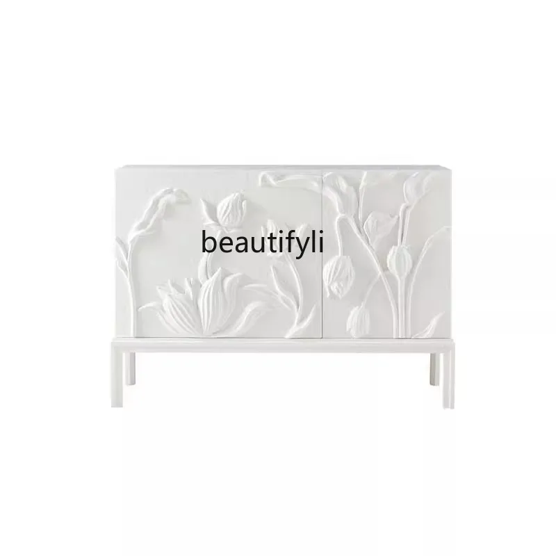 

American solid wood porch cabinet is opposite the door light luxury shoe cabinet is integrated living room decorative cabinet