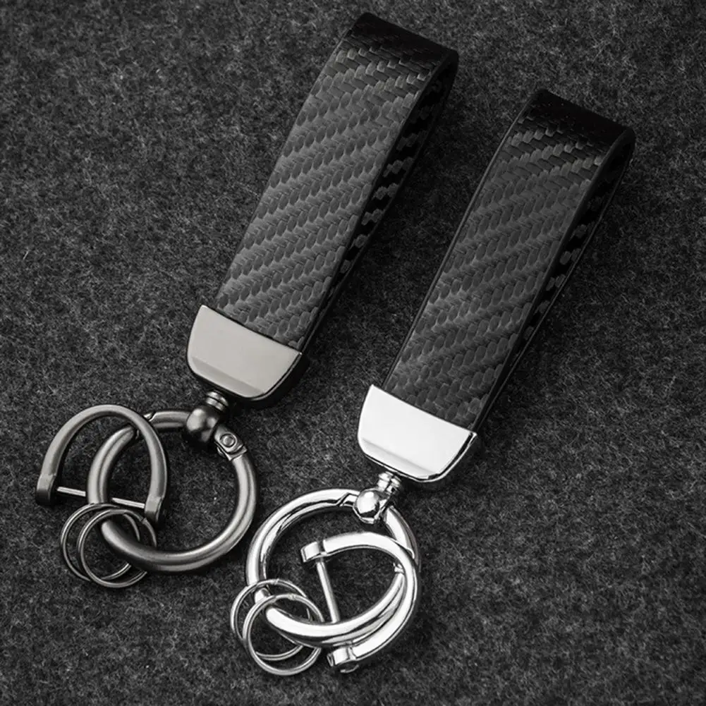 Luxury Texture Keychain Pendant, Carbon Fiber Car Key Chain With Anti-Lost D-Ring, Universal Metal Buckle Keychain For Car