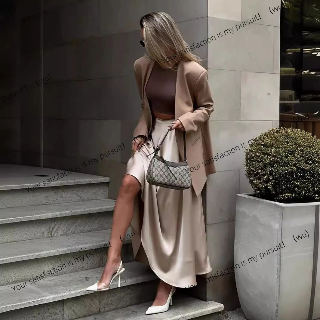 バストスカート レディース 欧米風 秋新作 気質 エレガント ハイウエスト サテン