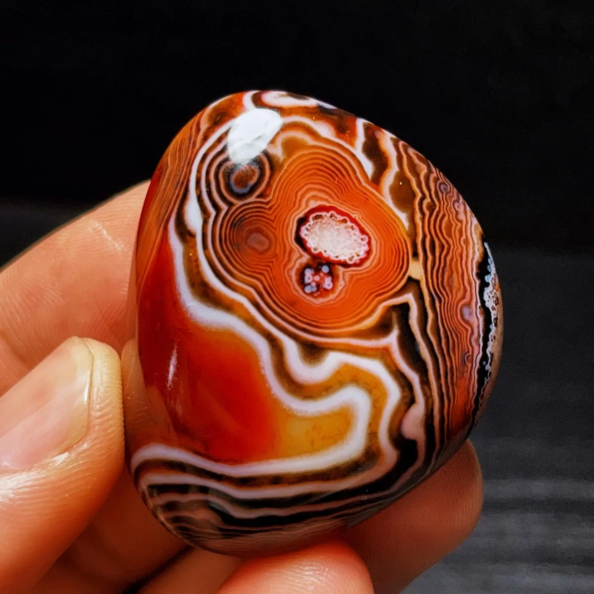 4PC Nature Made Banded Agate Palm Stone, Polished Tumbled, Chalcedony Beauty, Wire Wrapping, Natural Stone, Crystal Collection