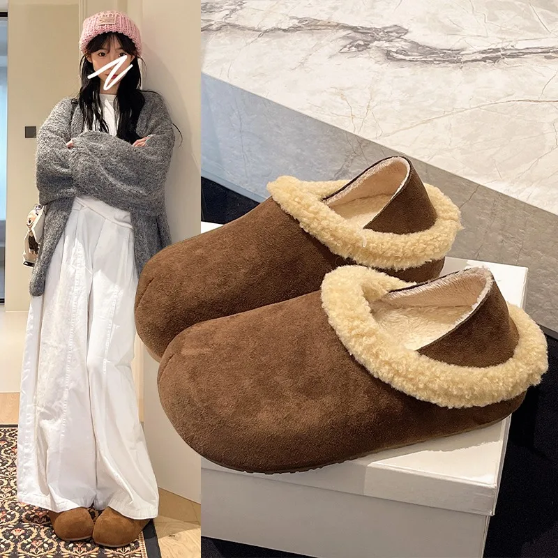 

2025 New Winter Woman's Cotton Shoes Fashion Style Soft Bottom Anti-slippery Versatile Princess Outside Plush Single Shoes