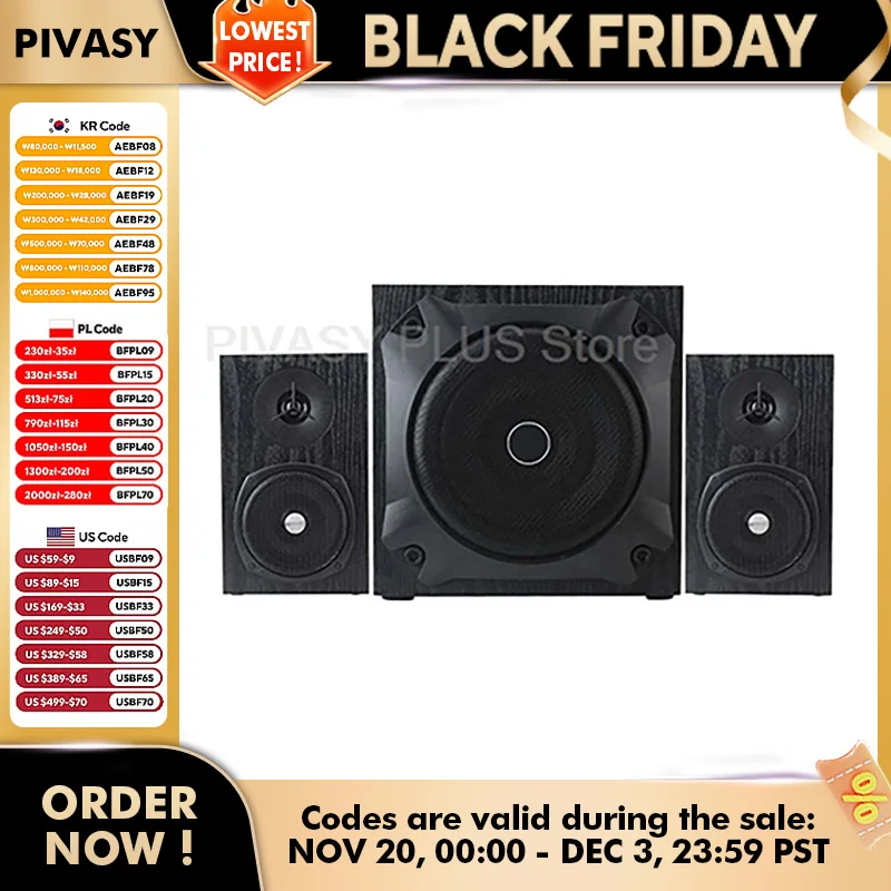 50/80W Powerful Bluetooth Speaker Set  6.5 Inch Subwoofer 2x3inch Satellite Speakers 4ohm Sound Box Audio For PC TV Home Theater