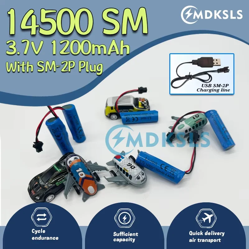 14500 New Rechargeable Battery 3.7V 1200mAh  SM-2P Plug  ChargerFor C2 D828 RC Stunt Dump Car Battery Toys Accessories RC Car