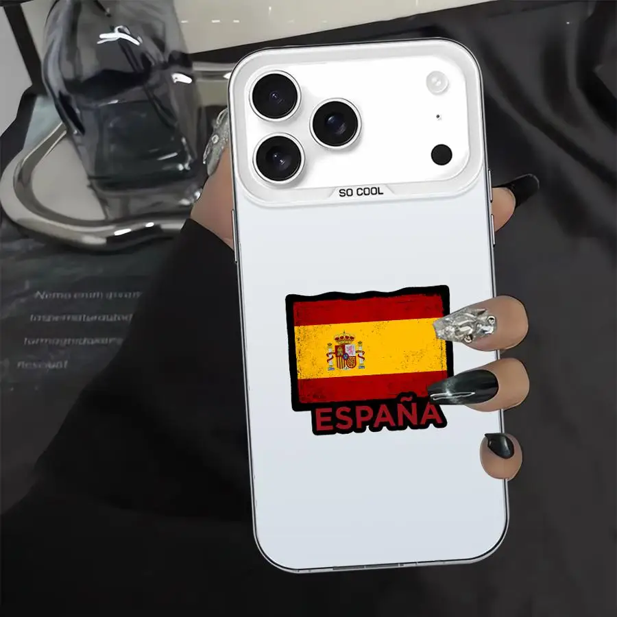 حافظة لهاتف آيفون 16e 13 14 16 17 Pro Max 12 11 17Air 15 Plus XR XS غطاء هاتف خلفي علم إسباني وطني #3
