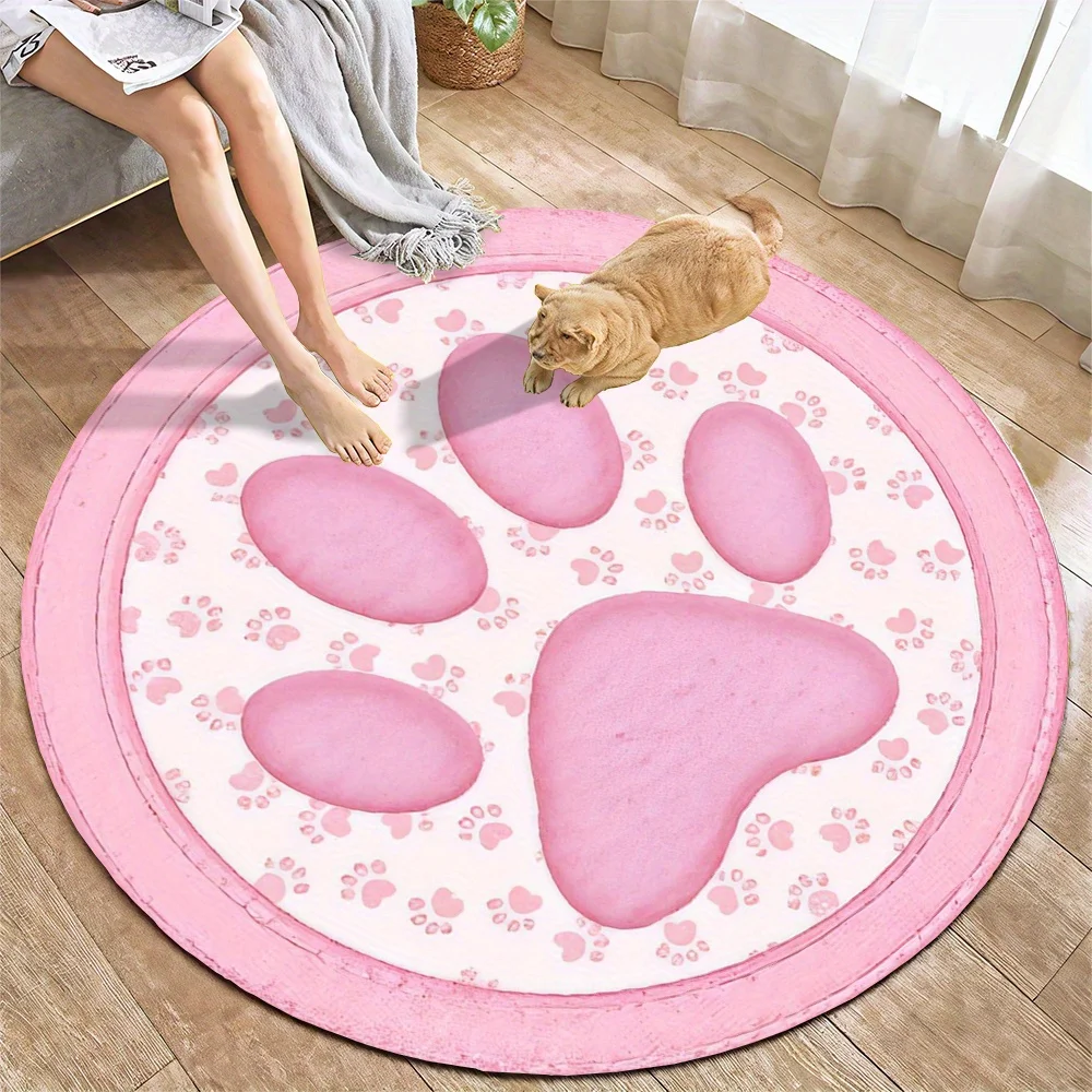 tapete-redondo-com-estampa-de-patinha-rosa-tapete-de-flanela-design-fofo-para-quarto-infantil