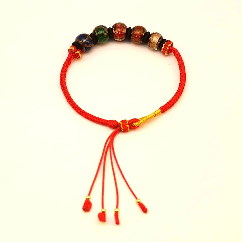 البخور رماد الصقيل سوار خمسة ألوان متعدد الكنز الذهب الحرير الصقيل بوذا حبة سحر HandString للرجال والنساء زوجين