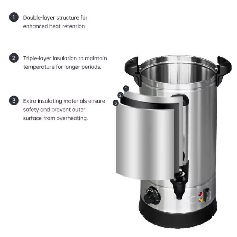 PETSPROOFING Single-Walled Electric Hot Water Boiler 304 Stainless Steel Commercial & Household Use Keep Warm Feature