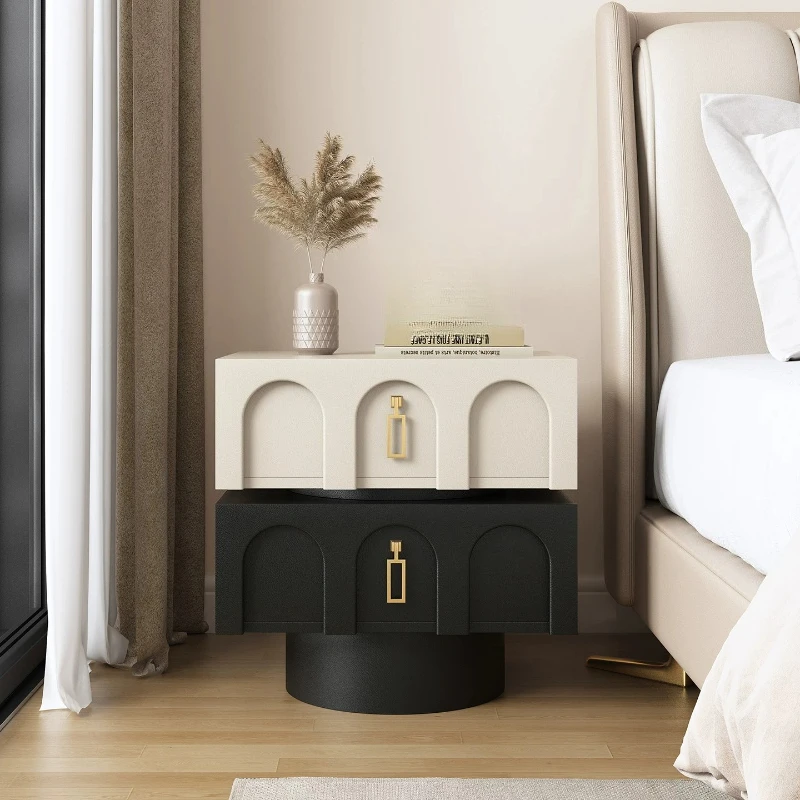 Nordic Drawers Bedside Table Storage Luxury Mid Century Modern Bedroom Bedside Table Simple Vanity Criado Mudo Home Furniture