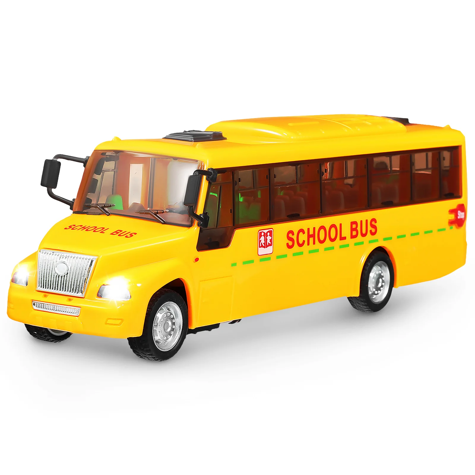 Modèle de bus scolaire avec lumière et son pour les tout-petits, véhicule jouet, simulation, côtes arrière