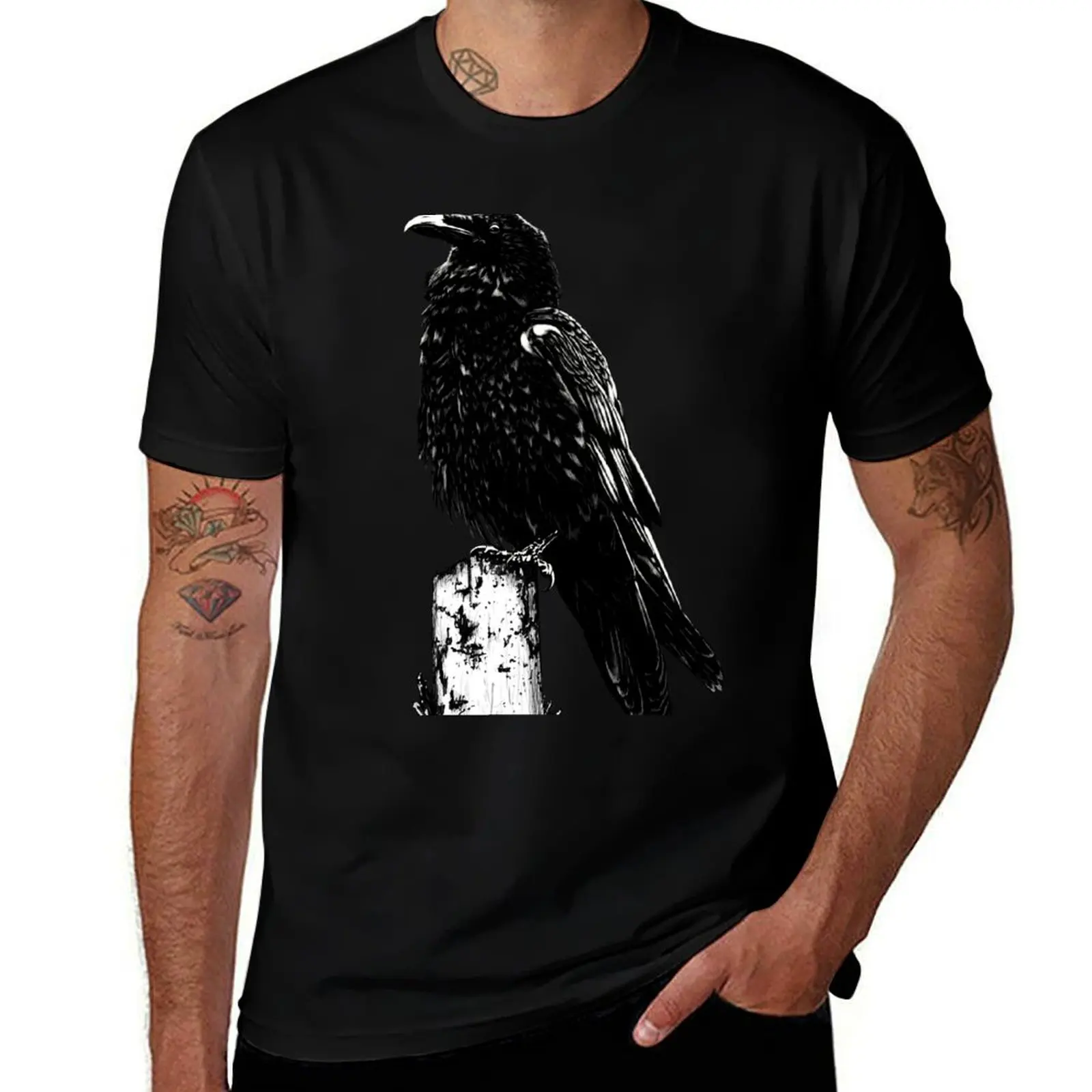 

Raven #1 on black T-Shirt Aesthetic clothing quick-drying black t-shirts for men