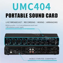 Audio Interface Depusheng UMC404 Professional Sound Card with Monitoring Electric Guitar Live Recording For Studio Singing Micro
