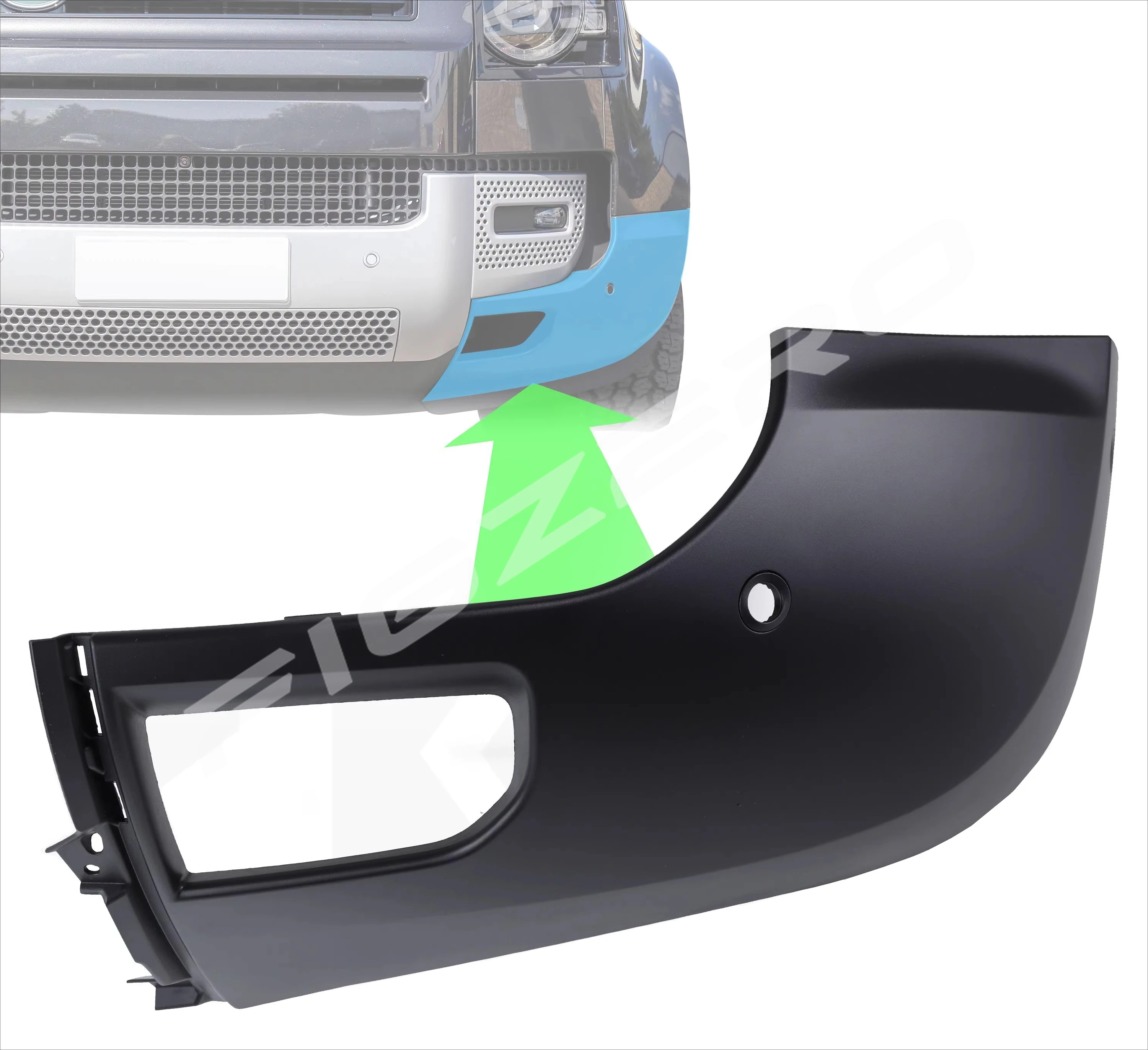 For Land Rover Defender 90 110 130 Genuine Unpainted Glossy Black Front Left Right Bumper Corner Cover
