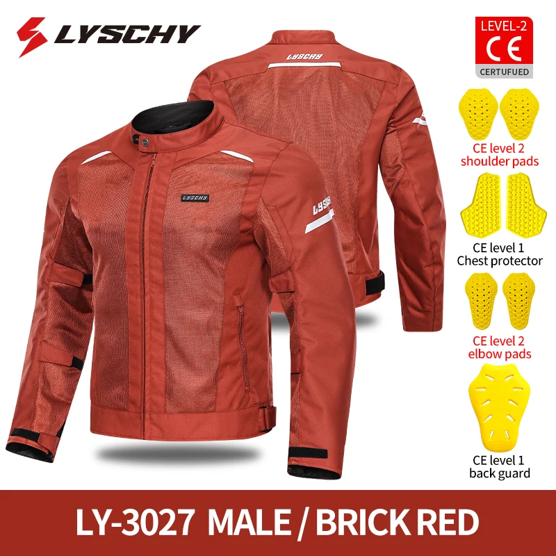 High-quality CE1/2 LYSCHY Men Summer Breathable Mesh Motocross Cycling Riding Cloth Anti-fall Protective Gear Motorcycle Jacket