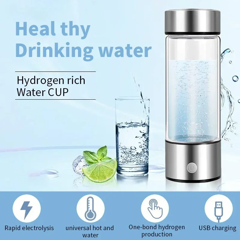 Botella de agua rica en hidrógeno, generador SPE PEM Tech H2, taza ionizadora alcalina portátil con inhalación de oxígeno para salud y bienestar