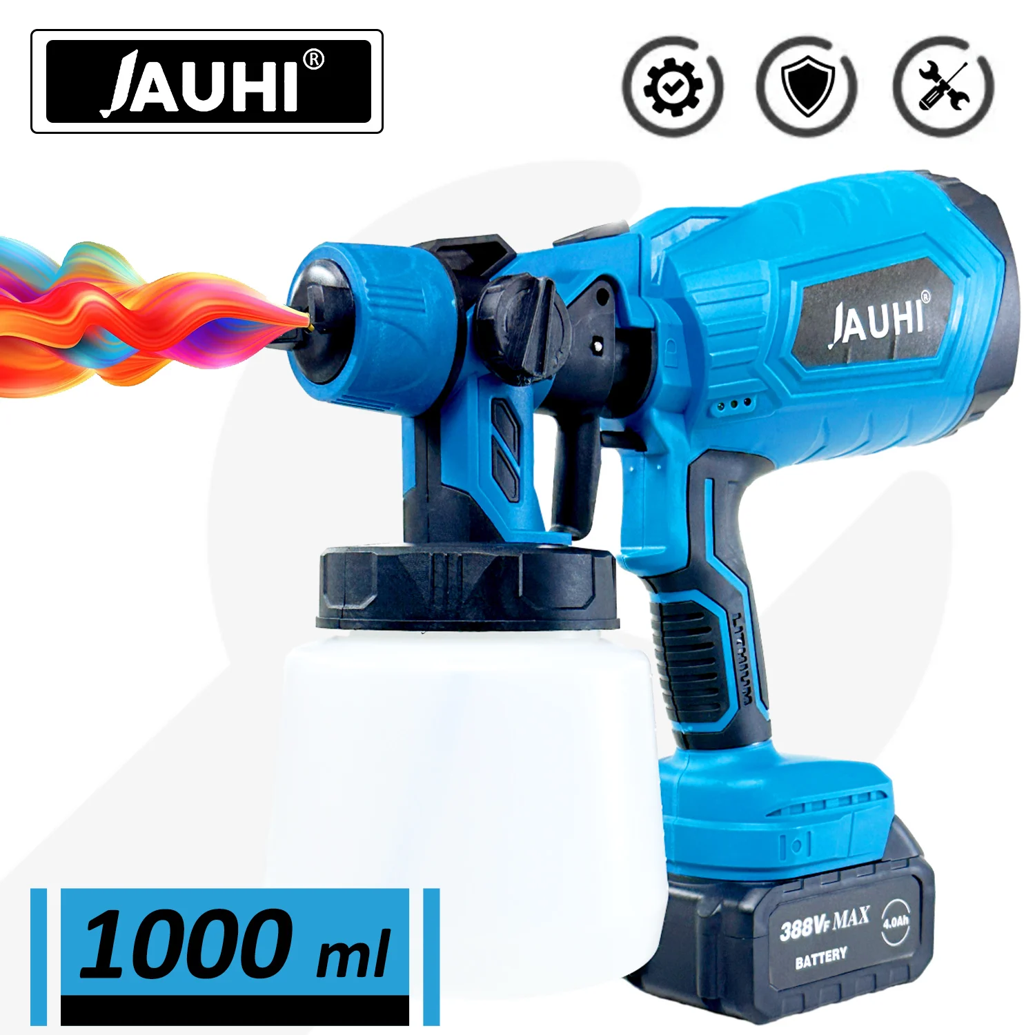 jauhi pistola de pintura eletrica sem fio high power hvlp moveis automotivos revestimento de aco aerografo para bateria makita 1000ml 01