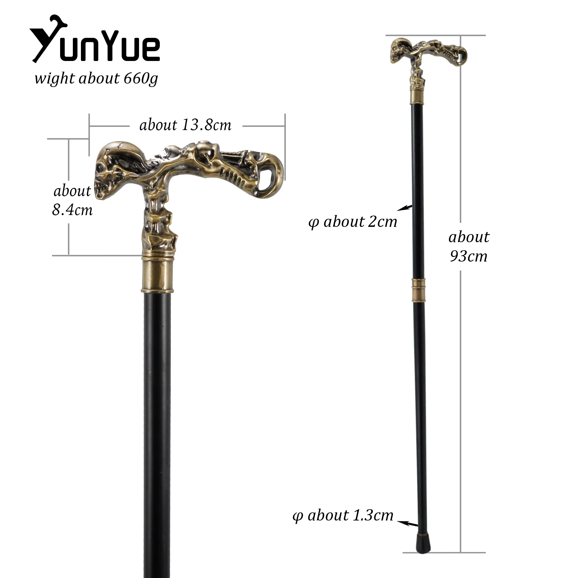 Copper Skull Steampunk Walking Cane Fashion Decorative Walking Stick Cospaly Gothic Vintage Party Fashionable Walking Cane 93cm