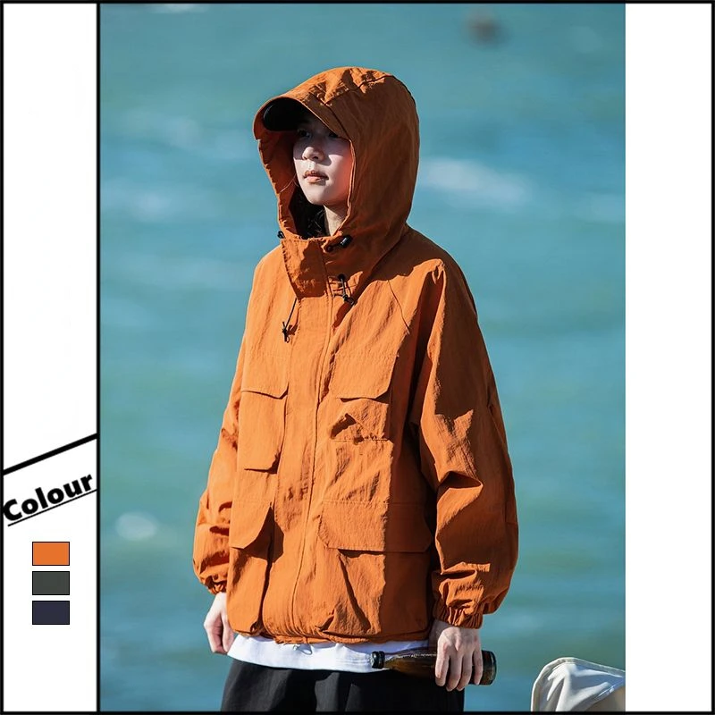 Outdoor Sport Jackets Women Windbreaker Hooded Multiple Pockets Coat Sweatshirt Long Sleeve Zipper Windproof Waterproof New