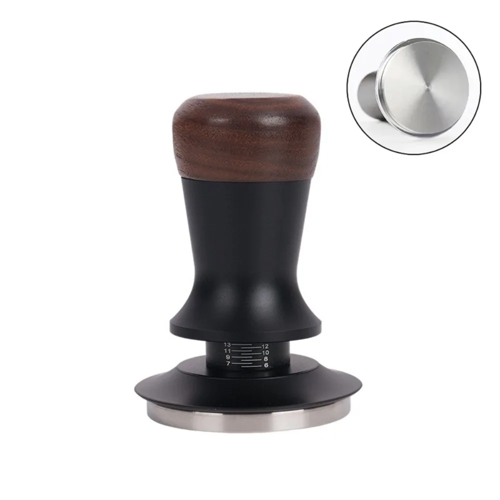 51/53/58MM Coffee Tamper Walnut Wood Constant Pressure Manual Espresso Tamper Stainless Steel Base Coffee Impact Tamper