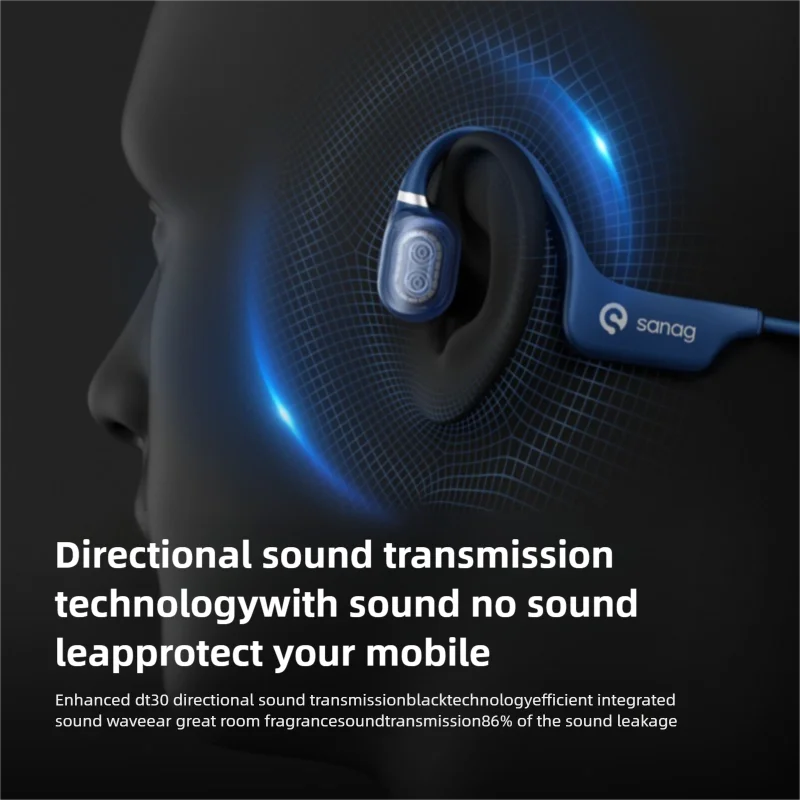 Sanag A5X Thật Dẫn Truyền Xương Tai Nghe Chụp Tai Mở Tai Bluetooth Không Dây Thể Thao Tai Nghe Tai Nghe Chống Thấm Nước 3D Âm Thanh Stereo