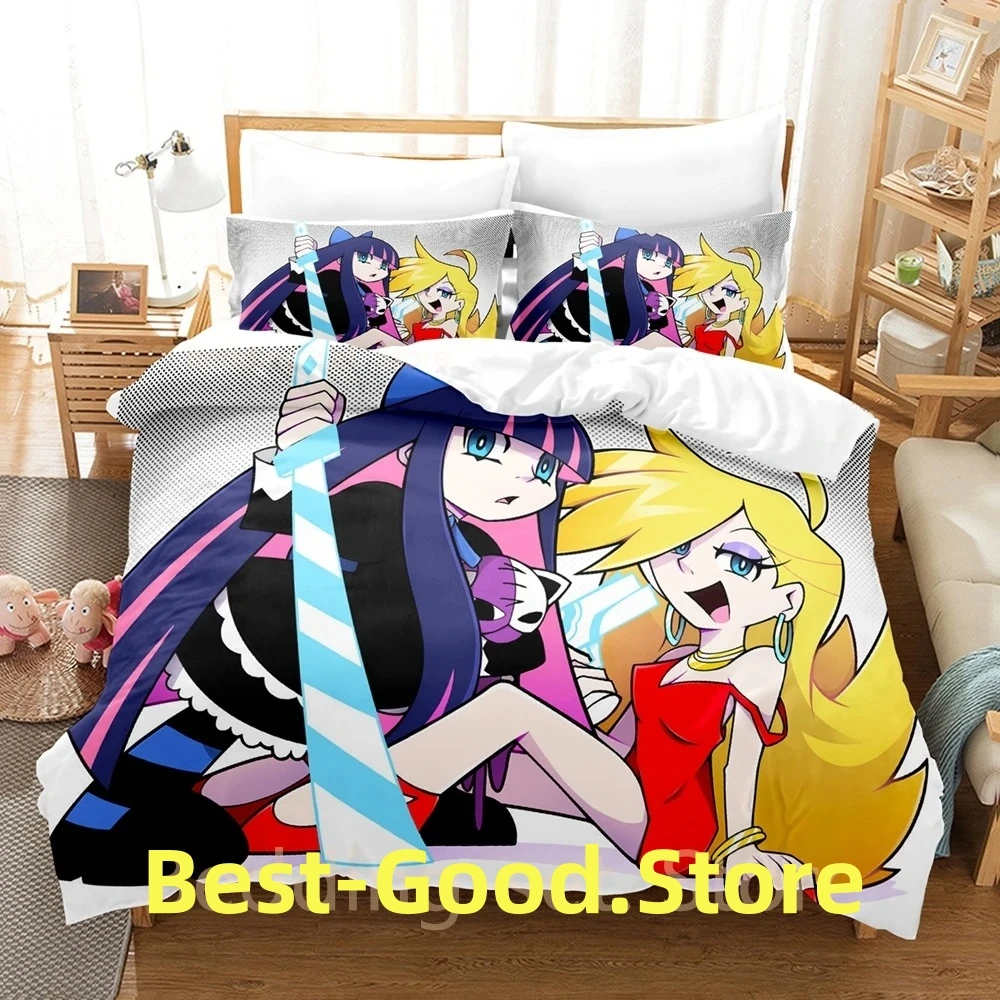 2024 Panty and Stocking Bedding Set Single Twin Full Queen King Size Bed Set Adult Kid Bedroom Duvetcover Anime Bed Sheet Set