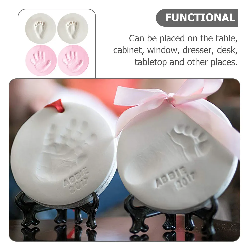 4Pcs Baby Handprint Footprint Keepsake Kit Safe Non-Toxic Memory Gift for Newborn Infant Birthday Record Growth Milestone Decor