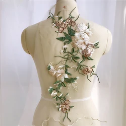 1Pc Embroidery Flower Patch Applique Wedding Clothing Decoration Boutonniere Patches 49*21cm