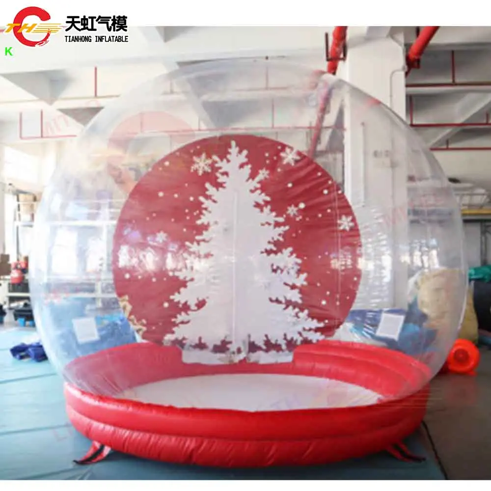 Fast Shipping 3m/4m/5m Giant Inflatable Christmas Snow Globe with Tunnel Blow Up Transparent Bubble House Lawn Tent with Blower