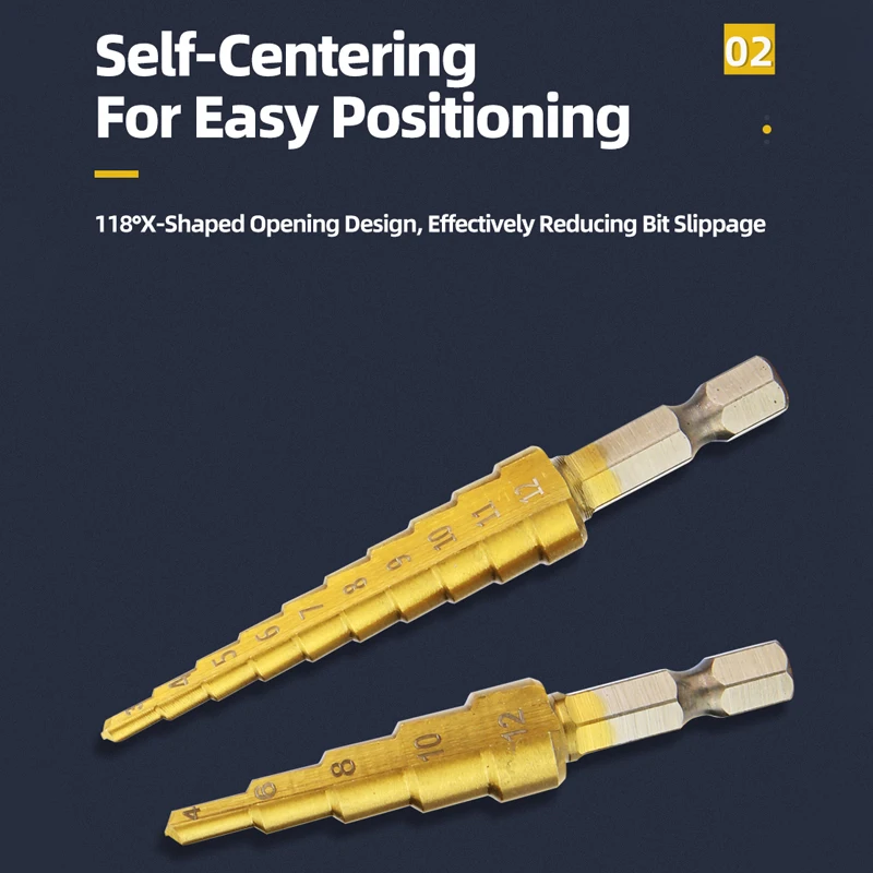 TOOLEYE 4-32 مللي متر HSS التيتانيوم خطوة معبد مثقاب الخشب مخروطي المرحلة الحفر للمعادن الخشب عالية السرعة صعدت الحفر أدوات كهربائية #3