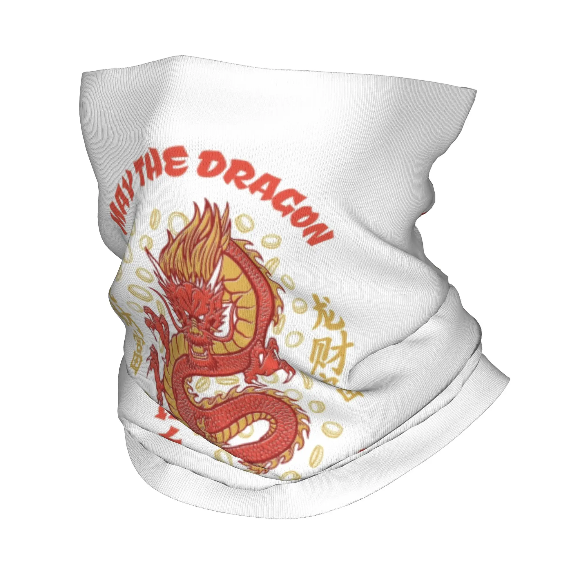 Custom Chinese Style Fortune Dragon Bandana Winter Neck Warmer Women Windproof Wrap Face Scarf for Ski Tradition Asian Myth