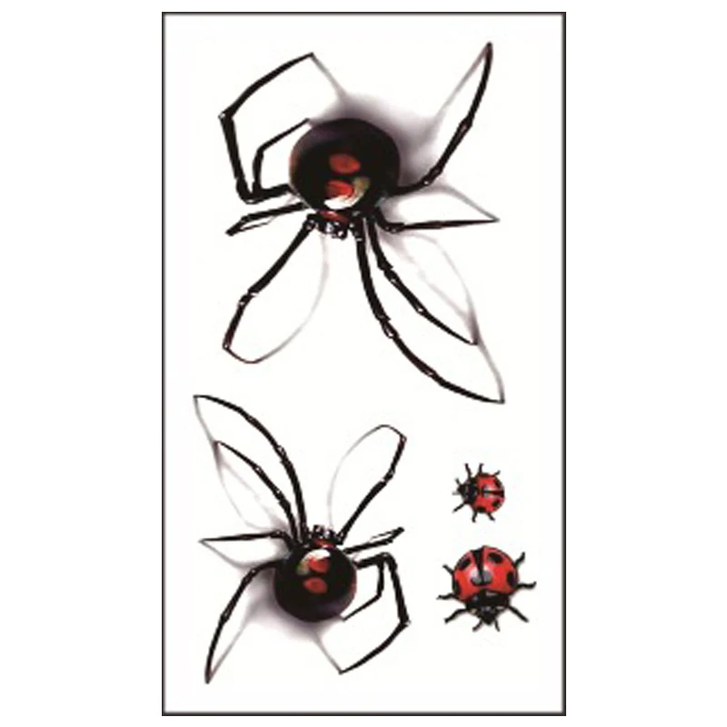 Halloween Punk Spider Tattoo Sticker Temporary Body Art Neck & Leg Disposable Removable Tattoo Decal for Halloween