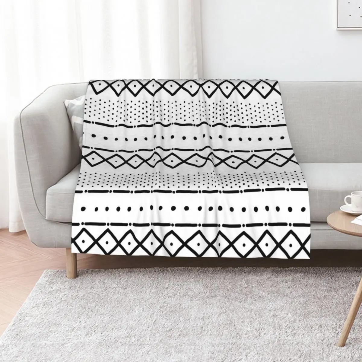 

Mudcloth Pattern In White Throw Blanket for babies Thin Warm decorative Blankets