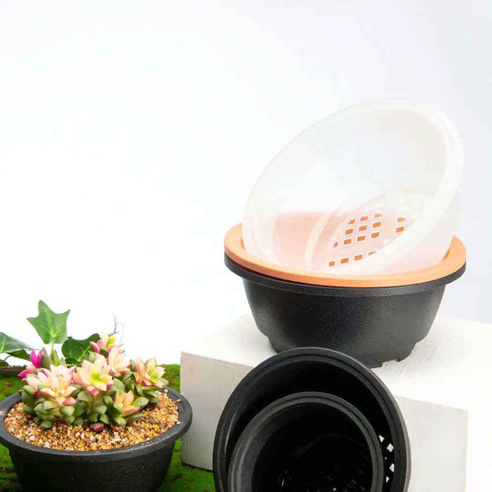 Round Succulent Planter Minimalist Plastic Flower Pot Durable Desktop Nursery Container For Home Balcony Greenery Decor