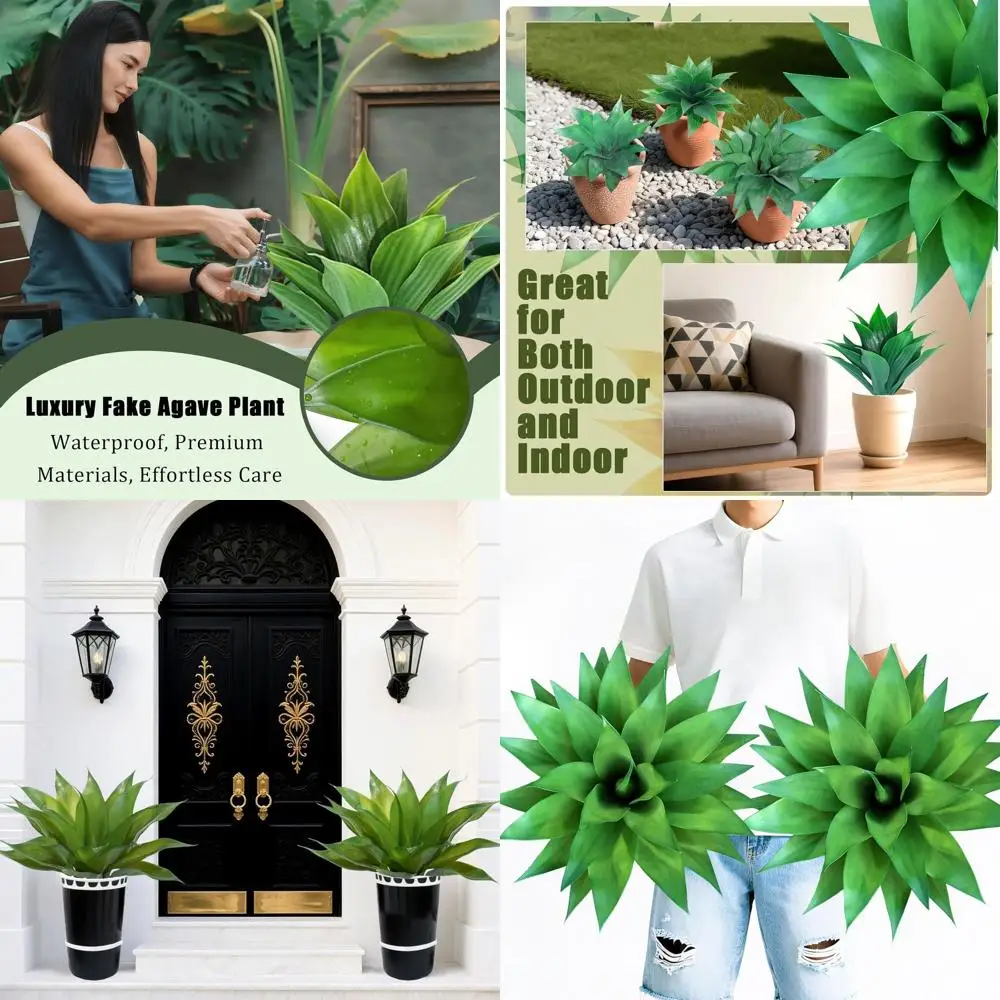 

Durable UV-Resistant Artificial Agave Plants for Outdoor and Indoor Use, Perfect for Garden, Porch, and Patio (Set of 2, Large,