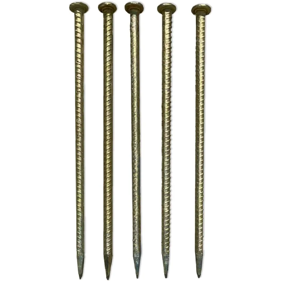 

18 Galvanized Steel Rebar Stakes with Nail Head for Garden Landscaping and Construction Applications - L-Shape Ground Stake Pin