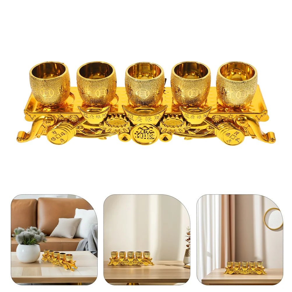 2 مجموعة الذهب الكاليس الصغيرة البلاستيك أكواب النبيذ التضحية مجموعة مذبح للمعبد المنزل العبادة أكواب الزخرفية Chalice