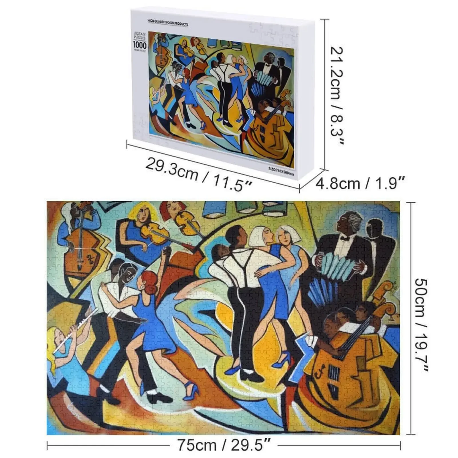 Puzzle di tango blu cobalto Gioco regalo in legno personalizzato Puzzle di dipinti di decorazioni in legno per bambini