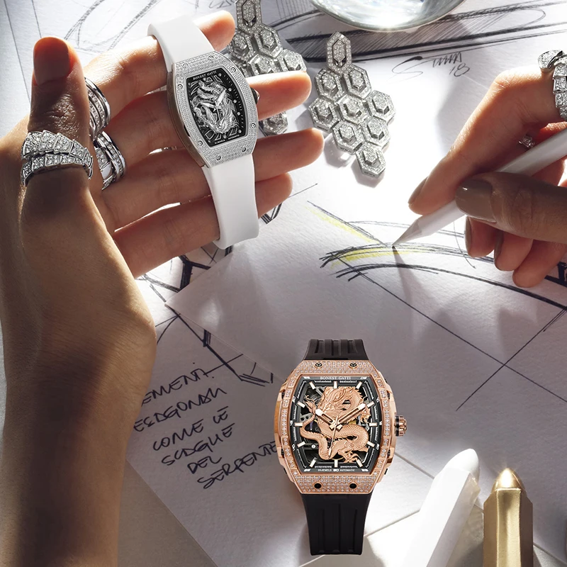 ولدت ساعات رجالية ميكانيكية للأزواج من BONEST GATTI مع زوج من الساعات الألمانية الفاخرة لهدايا عيد الحب