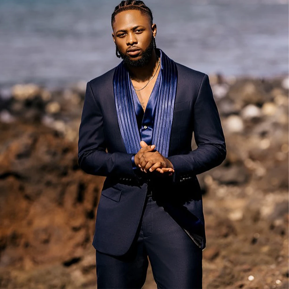 

Luxurious Men's Suits 2 Pieces Shawl Lapel One Single Button Groom Wedding Party Jacket Evening Prom Suit Slim Fit Customized