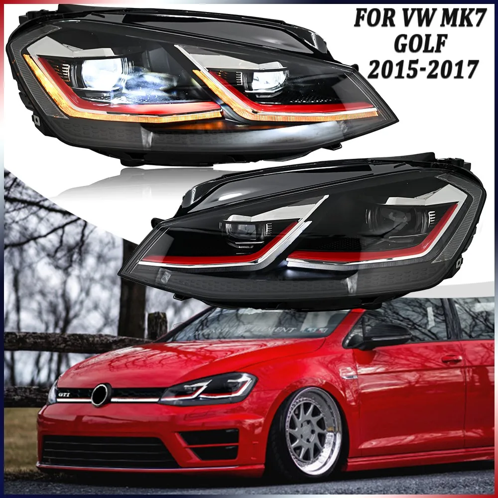 

2 шт. светодиодные фары в сборе для 2013 2014 2015 2016 2017 2018 VW Golf GTI MK7 передние лампы DRL комплекты аксессуаров для фар