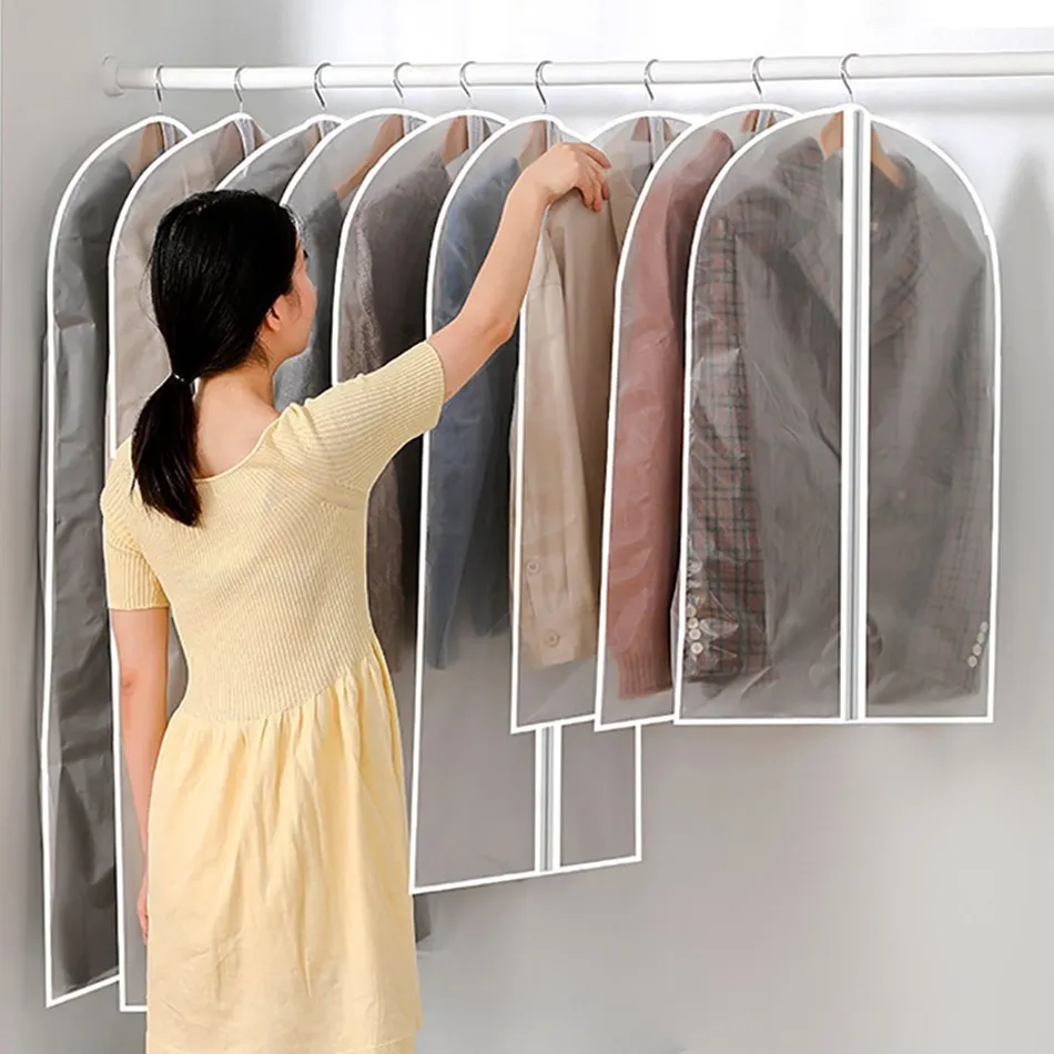 60x80cm/120cm Clothes Dust Cover Household Transparent Dustproof Coat Gowns Suit Cover Waterproof Hanging Clothes Storage Bag