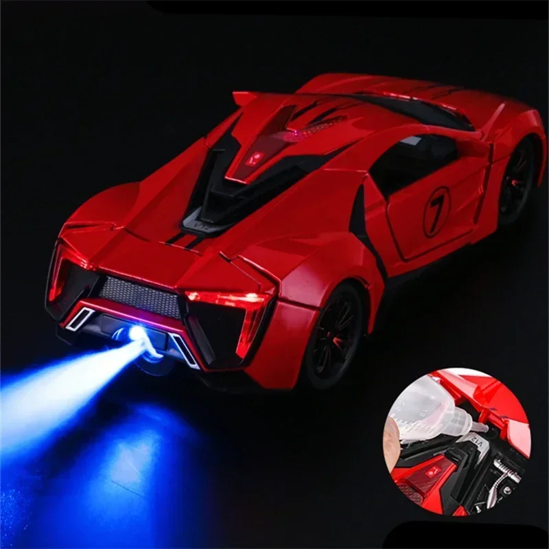 1:24 Lykan Hypersport Alloy Sport Car Model Diecasts & Toy Metal SuperCar Model Simulation Sound Light Collection Gift