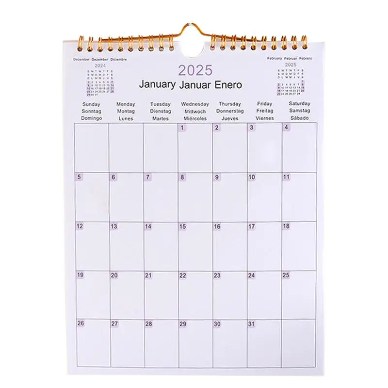 2025 Calendar Wall Family Calendar Multilingual Monthly Wall Planner 12-Month Monthly Planner 2025 Wall Calendar For Plans