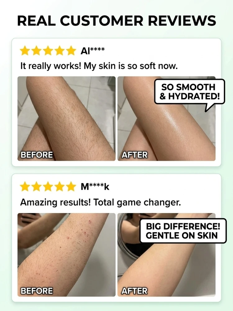 Hair Removal Cream, Gentle Body Depilatory Cream, Soften Body Hair Deeply, Keep Skin Moist & Hydrated, Smooth Skin Texture, Easy to Rinse Off for Body Use